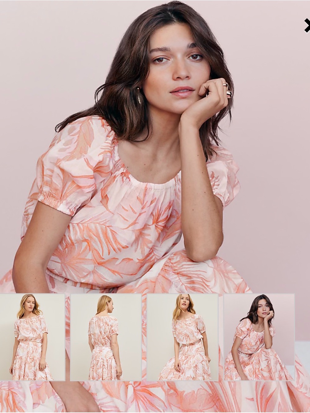 EUC | Sz Medium | Ann Taylor Blush Print Off-Shoulder Sheer Crop Top